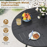 Tangkula 5 Pieces Patio Dining Set Outdoor Round Table and Stackable Chairs with Umbrella Hole