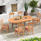 Tangkula Wooden Armless Dining Chair with Slatted Seat & Curved Backrest