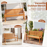 Tangkula 3-Seater Outdoor Wooden Bench | 59" Large Garden Bench with Slatted Seat