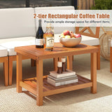 Tangkula 5/10 Pieces Acacia Wood Patio Furniture Set, Outdoor Sectional Conversation Set with Cushions