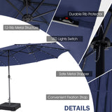 Tangkula 11 Pieces Patio Dining Set with 15 ft Double-Sided Patio LED Umbrella (Base Included)