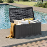 Tangkula 100 Gallon Outdoor Storage Box with Lockable Lid