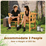 Tangkula Acacia Wood Outdoor Bench with Backrest