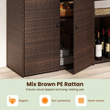 Tangkula Rattan Outdoor Storage Cabinet
