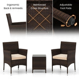 Tangkula 3 Pieces Patio Rattan Furniture Set, Outdoor Conversation Set with PE Wicker Armchairs