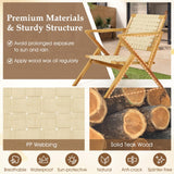 Tangkula Teak Wood Outdoor Dining Chair for Living Room