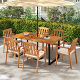 Tangkula 63" Acacia Wood Dining Table for 6 People