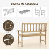 Tangkula Outdoor Teak Wood Garden Bench, 2-Person Patio Bench with Backrest and Armrests