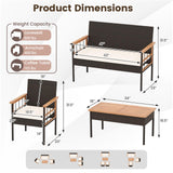 Tangkula 4 Pieces Wicker Patio Conversation Furniture Set