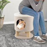Tangkula Cat Condo Stool for Indoor Cats, Pet House Ottoman & Kitty Bed with Scratching Posts & Plush Ball Toy