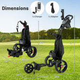 Tangkula Electric Foldable 3 Wheels Golf Cart with Adjustable Handle & 9 Speed Settings