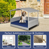 Tangkula Wicker Dog House, Indoor Outdoor Raised Rattan Dog Bed