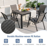 Tangkula Patio Rattan Chairs Set of 4, Stackable Dining Chair Set with Wicker Woven Backrest & Seat