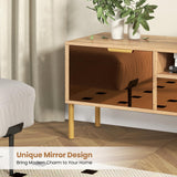 Tangkula Mirrored TV Stand for TV up to 65”, Modern TV Console Table w/Spacious Tabletop