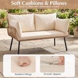 Tangkula PE Rattan Patio Wicker Loveseat