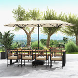 Tangkula 13FT Double-sided Patio Umbrella with Solar Lights, Large Twin Table Umbrella with Crank Handle