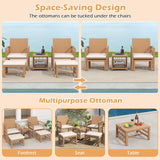 Tangkula 5 Piece Patio Wicker Conversation Set Includes 2 Armchairs, 2 Ottomans & 2-Tier Side Table