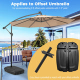 Tangkula Universal Offset Umbrella Base, Water & Sand Filled Heavy Duty Base with Cross Base & Wheels