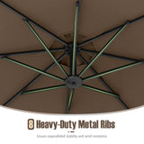 Tangkula 10 Feet Offset Hanging Umbrella with Base Patio Cantilever Umbrella