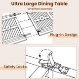 Tangkula 6 Person Large Oval Table with Teak Wood Tabletop & Hairpin Metal Legs
