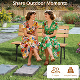 Tangkula Acacia Wood Outdoor Bench with Backrest for Outside Front Porch