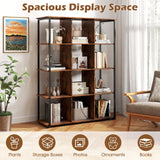 Tangkula Industrial Freestanding Bookshelf with Metal Frame with 2 Anti toppling Devices