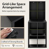 Tangkula Computer Desk with Bookshelf, Space Saving Computer Desk with 12 Shelves