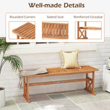 Tangkula Outdoor Acacia Wood Bench Backless Patio Dining Bench
