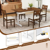 Tangkula 55 Inch Dining Table for 4-6 People Rectangular Kitchen Table with Solid Wood Trestle Base