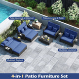 Tangkula Patio Rattan Daybed with 4 Level Adjustable Backrest