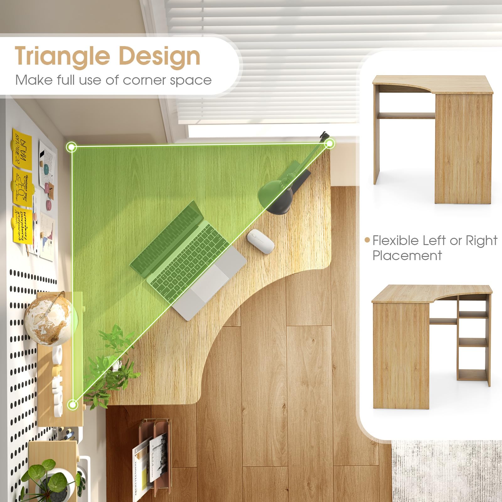 Tangkula L-Shaped Corner Desk With Keyboard Tray & Charging Station – Space-Saving Computer Desk For Small Home Office