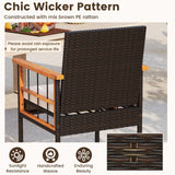 Tangkula 3 Piece Outdoor Wicker Conversation Furniture Set