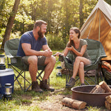 Tangkula Camping Chair | Portable Oversized Outdoor Folding Camp Chair with Padded Seat