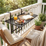 Tangkula 31.5" Folding Balcony Railing Table w/ 5-Level Adjustable Height