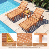 Tangkula Solid Wood Patio Chaise Lounge with 5-Level Adjustable Backrest (1/2)
