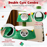 Tangkula 60 Inch Cat Tree with Sisal Scratching Posts 2 Condos with Removable Soft Cushions