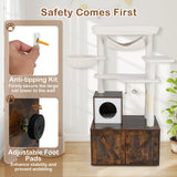 Tangkula Cat Tree with Litter Box Enclosure | Industrial Hidden Litter Box with Cat Tower