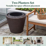 Tangkula 2-Set Plastic Rattan Planters
