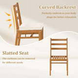 Tangkula Wood Patio Chair Set with Washable Covers Curved Back