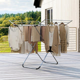 Tangkula Folding Aluminum Clothes Drying Rack with 2 Side Wings
