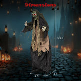 Tangkula 5.3 FT Halloween Animatronics Standing Hunchback Witch Decorations