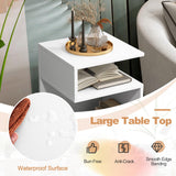 Tangkula S-Shaped Side Table, 3 Tier Wood End Table with Open Storage Shelves