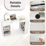 Tangkula White Desk with Storage Drawer & 4 Shelves