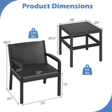 Tangkula 3 Piece Patio Furniture Set with 2 Rattan Armchair & 25" Square Side Table
