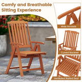 Tangkula Foldable Patio Chair All-Weather HDPE Outdoor Dining Chair with Armrest