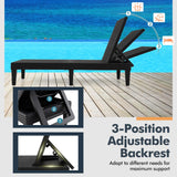 Tangkula Patio Lounge Chair with Cushion, Rattan Textured Chaise Lounger for Poolside, Backyard, Porch
