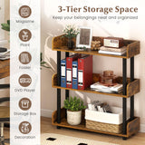Tangkula 3-Tier Bookshelf Multipurpose Wood Standing Display Rack with Back and Side Panels