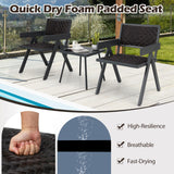 Tangkula 3 Pieces Patio PE Wicker Bistro Set