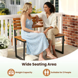 Tangkula 43" Outdoor Wood Bench Slatted Seat & Inclined Backrest