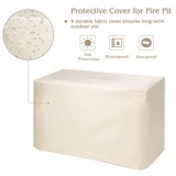 Tangkula 9 Pieces Patio 42” Propane Fire Pit Table Set, PE Wicker Space-Saving Set with Storage Box and Cushions, 60,000 BTU Fire Pit Table